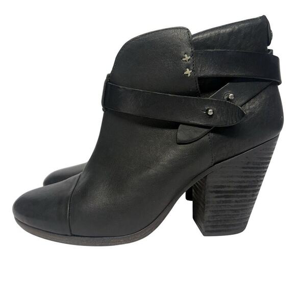 Rag & Bone Harrow Heeled Ankle Black Leather Boots Booties Women’s Size 40 / 10 - Picture 3 of 9